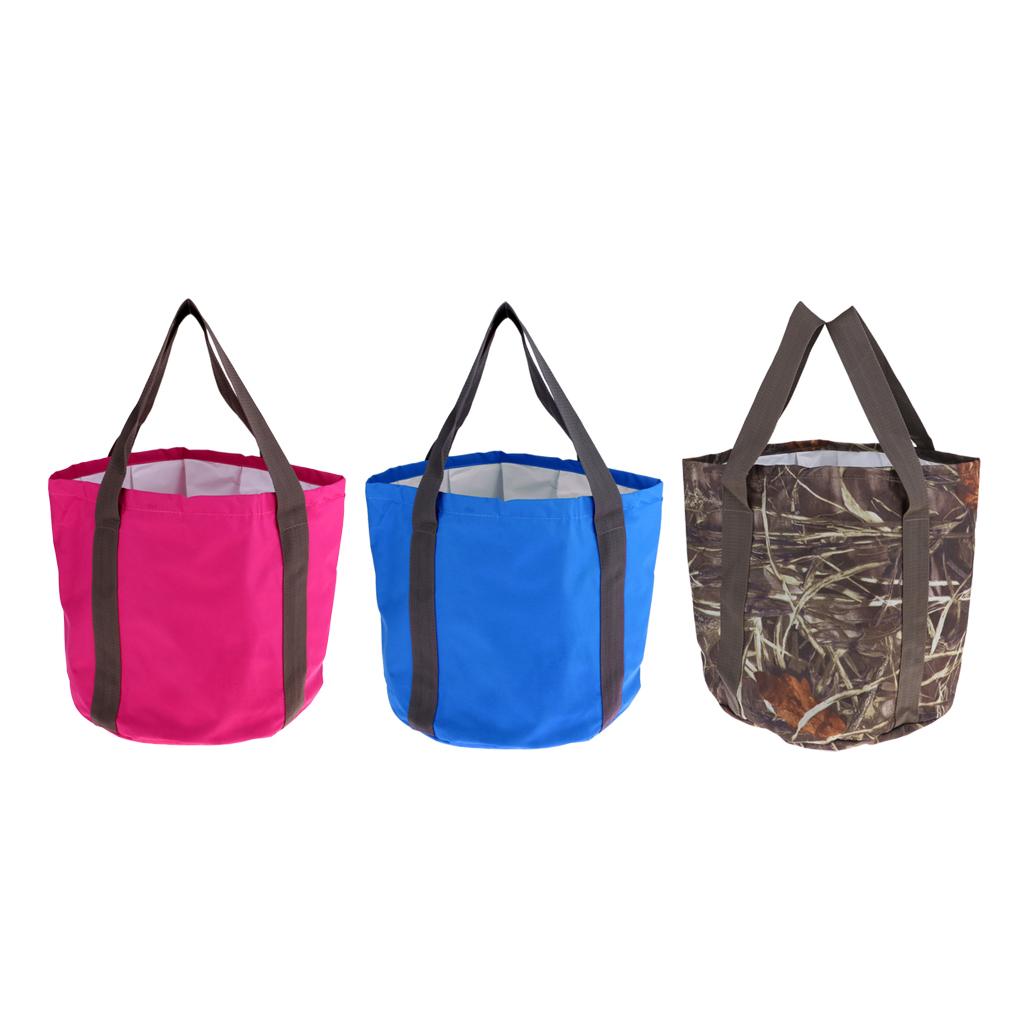 Portable Folding Washbasin Bucket Foldable Camping Water Pot Rose red