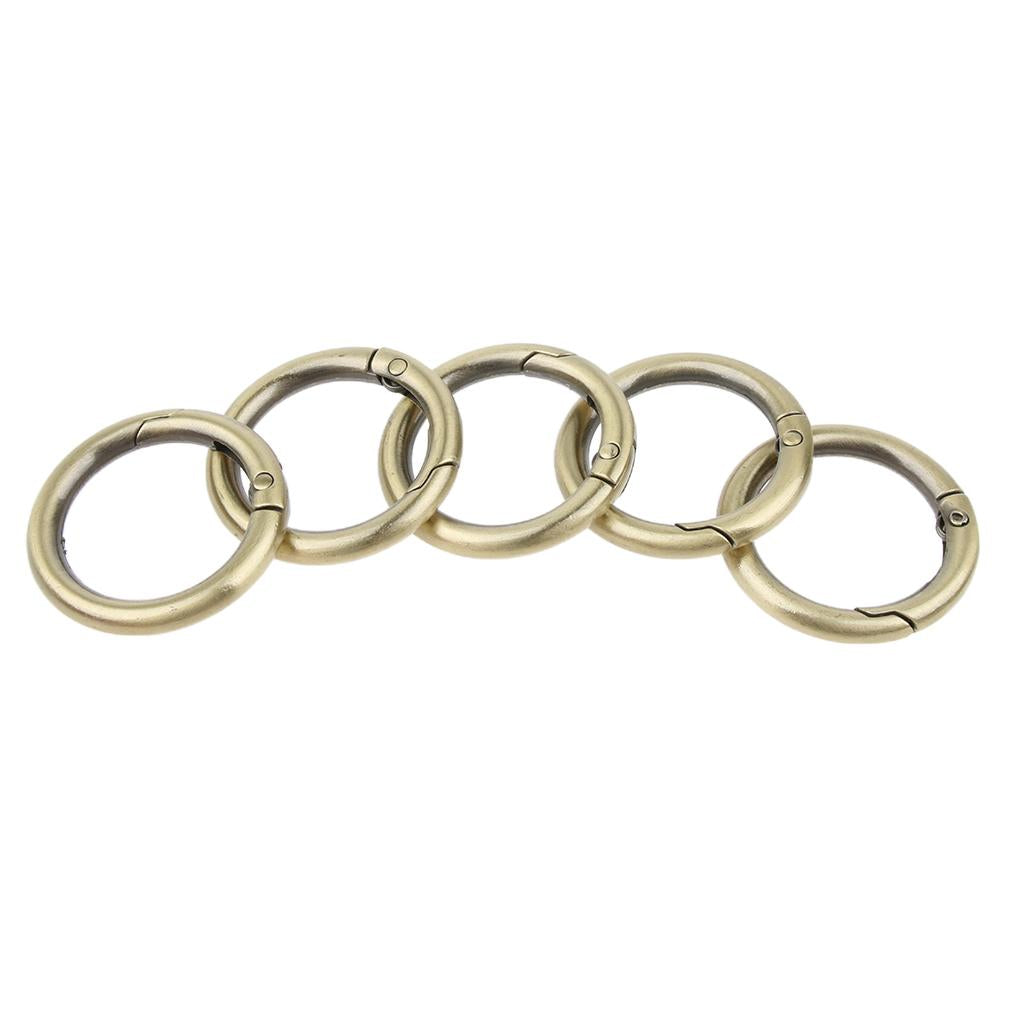 5 Pieces Zinc Alloy Round Spring Buckles Snap Hook Keychain Clip Brown 25mm