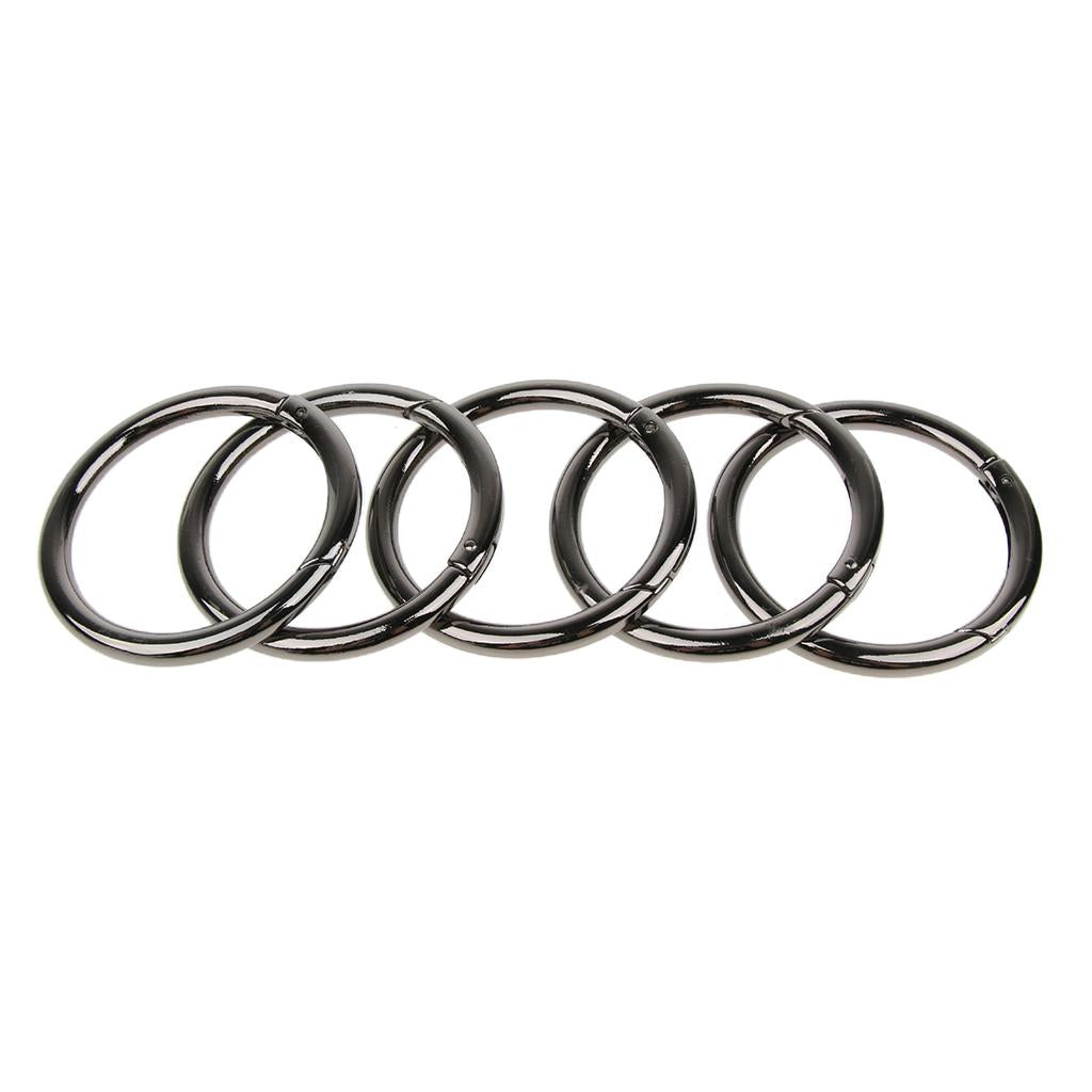 5 Pieces Zinc Alloy Round Spring Buckles Snap Hook Keychain Clip Black 38mm