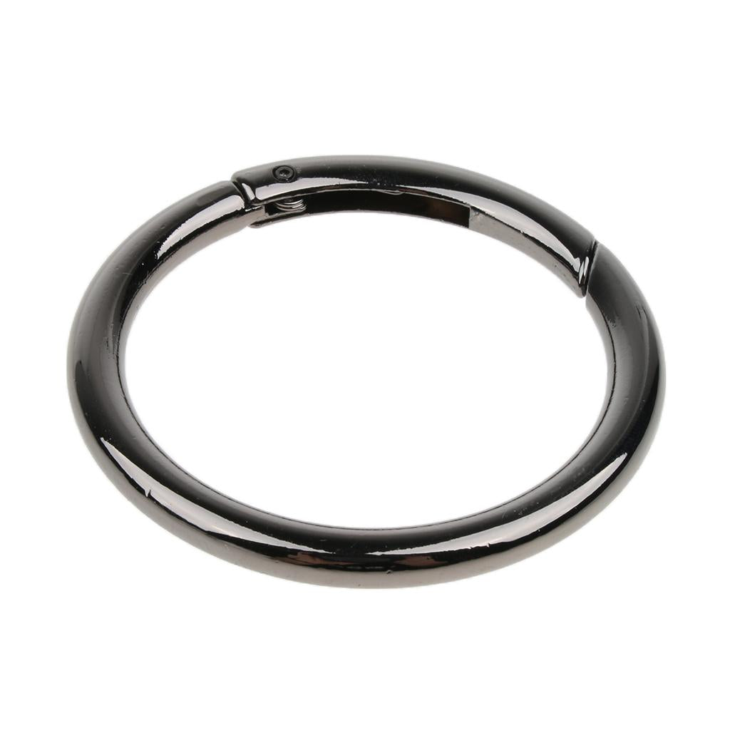 5 Pieces Zinc Alloy Round Spring Buckles Snap Hook Keychain Clip Black 38mm