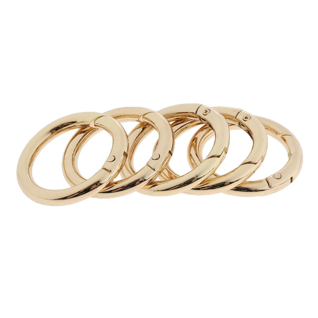 5 Pieces Zinc Alloy Round Spring Buckles Snap Hook Keychain Clip Gold 25mm