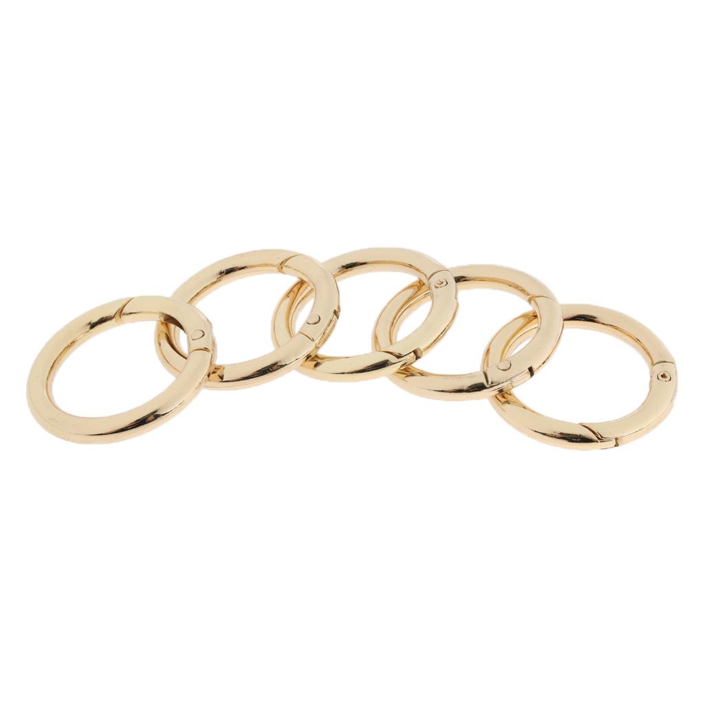 5 Pieces Zinc Alloy Round Spring Buckles Snap Hook Keychain Clip Gold 25mm