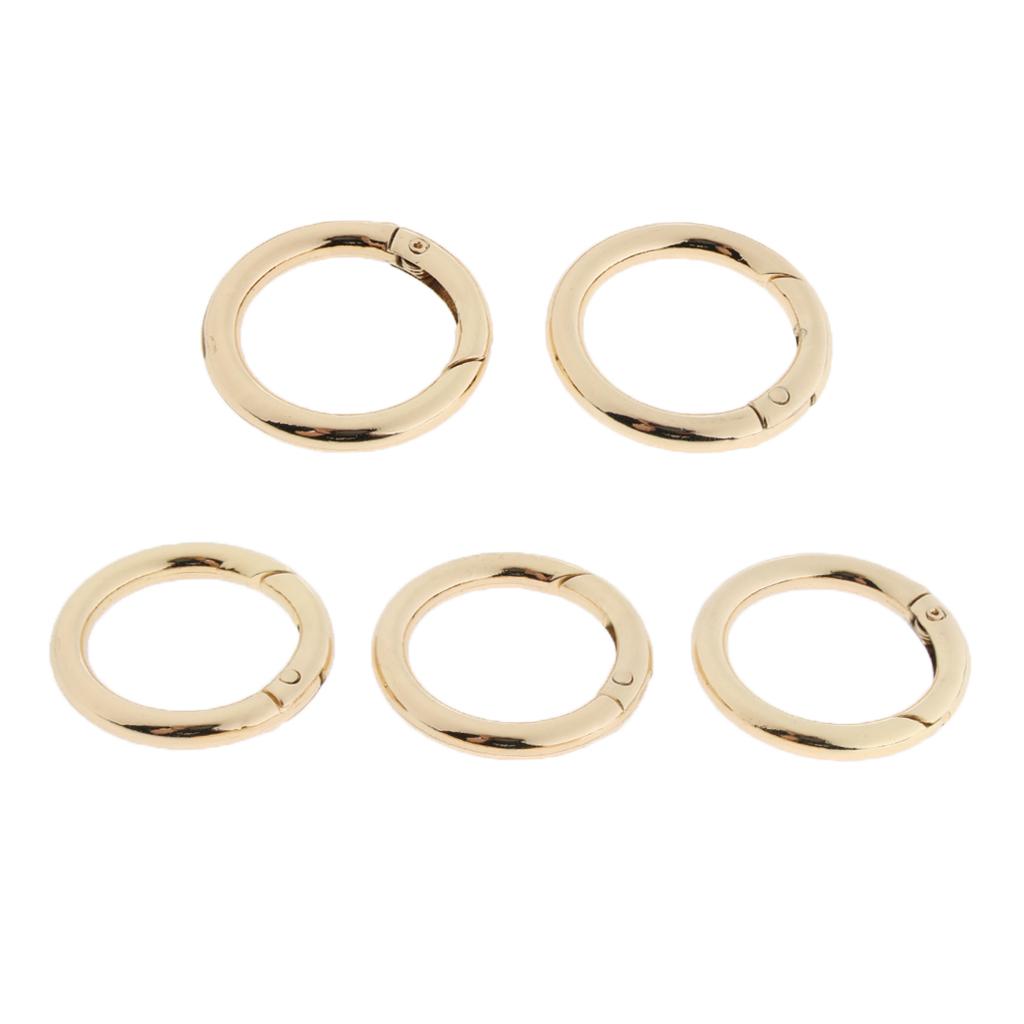 5 Pieces Zinc Alloy Round Spring Buckles Snap Hook Keychain Clip Gold 25mm