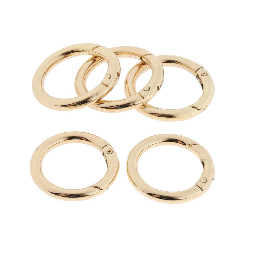 5 Pieces Zinc Alloy Round Spring Buckles Snap Hook Keychain Clip Gold 25mm