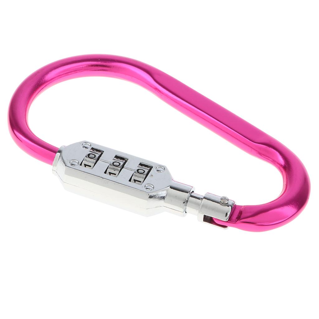 Carabiner Hook Buckle Clip Keychain with 3 Digits Combination Lock Big Rose