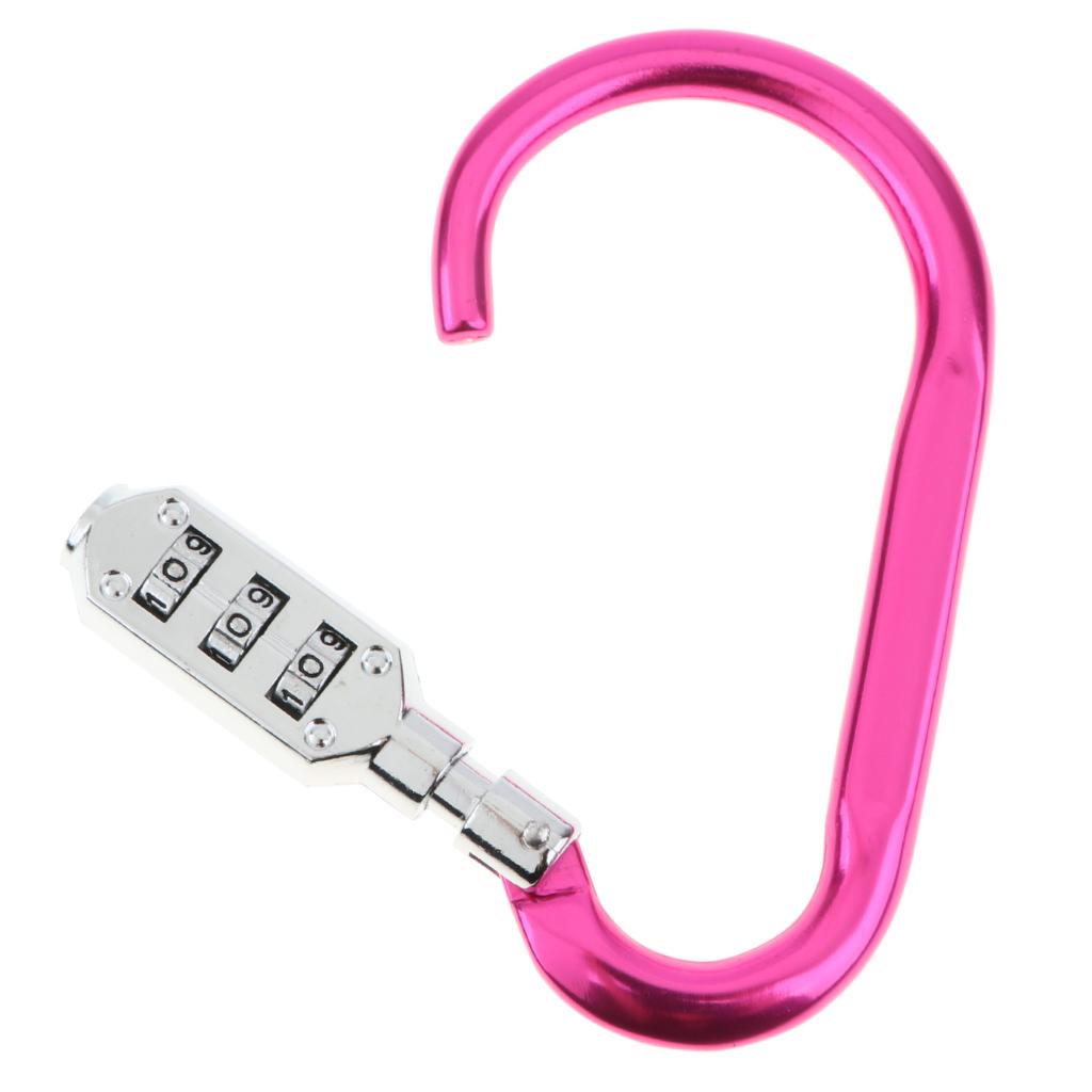 Carabiner Hook Buckle Clip Keychain with 3 Digits Combination Lock Big Rose