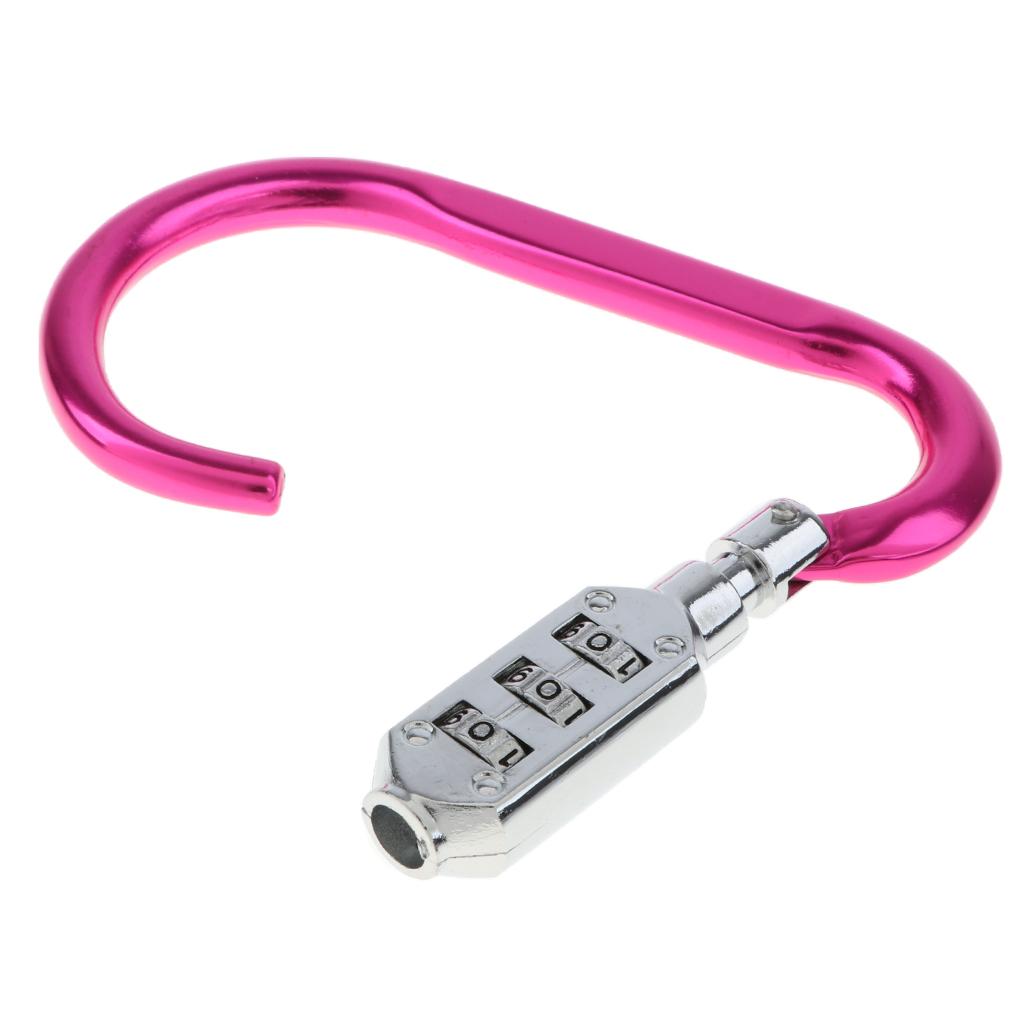 Carabiner Hook Buckle Clip Keychain with 3 Digits Combination Lock Big Rose