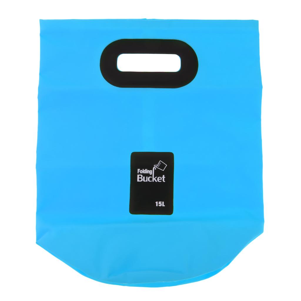 Camping Folding Storage Bucket Outdoor Barrel with Carry Handle Blue