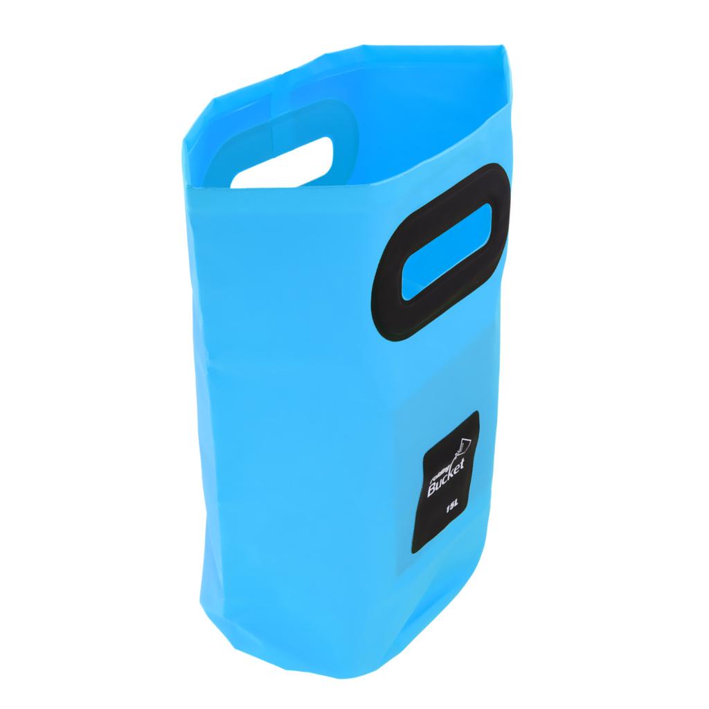 Camping Folding Storage Bucket Outdoor Barrel with Carry Handle Blue