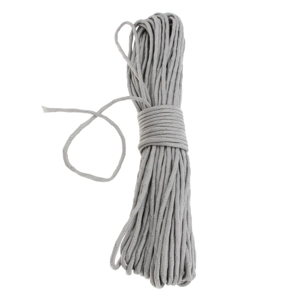 4mmx31m Reflective 9 Strand Nylon Tent Cord Canopy Awning Guy Line Gray
