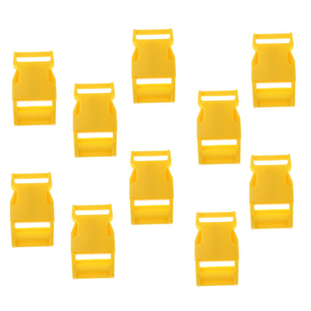 10pcs Plastic Side Release Buckles for 1 Backpack Webbing Strap Yellow"