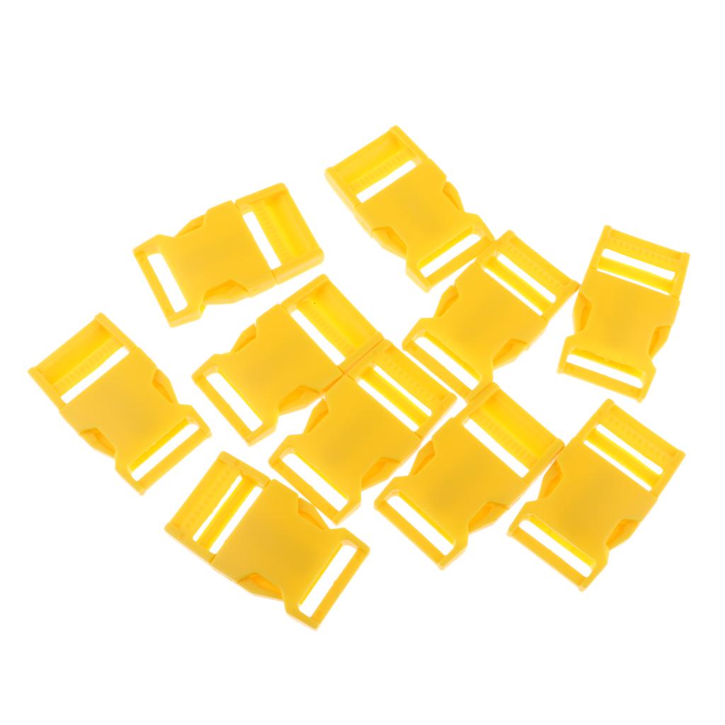 10pcs Plastic Side Release Buckles for 1 Backpack Webbing Strap Yellow"