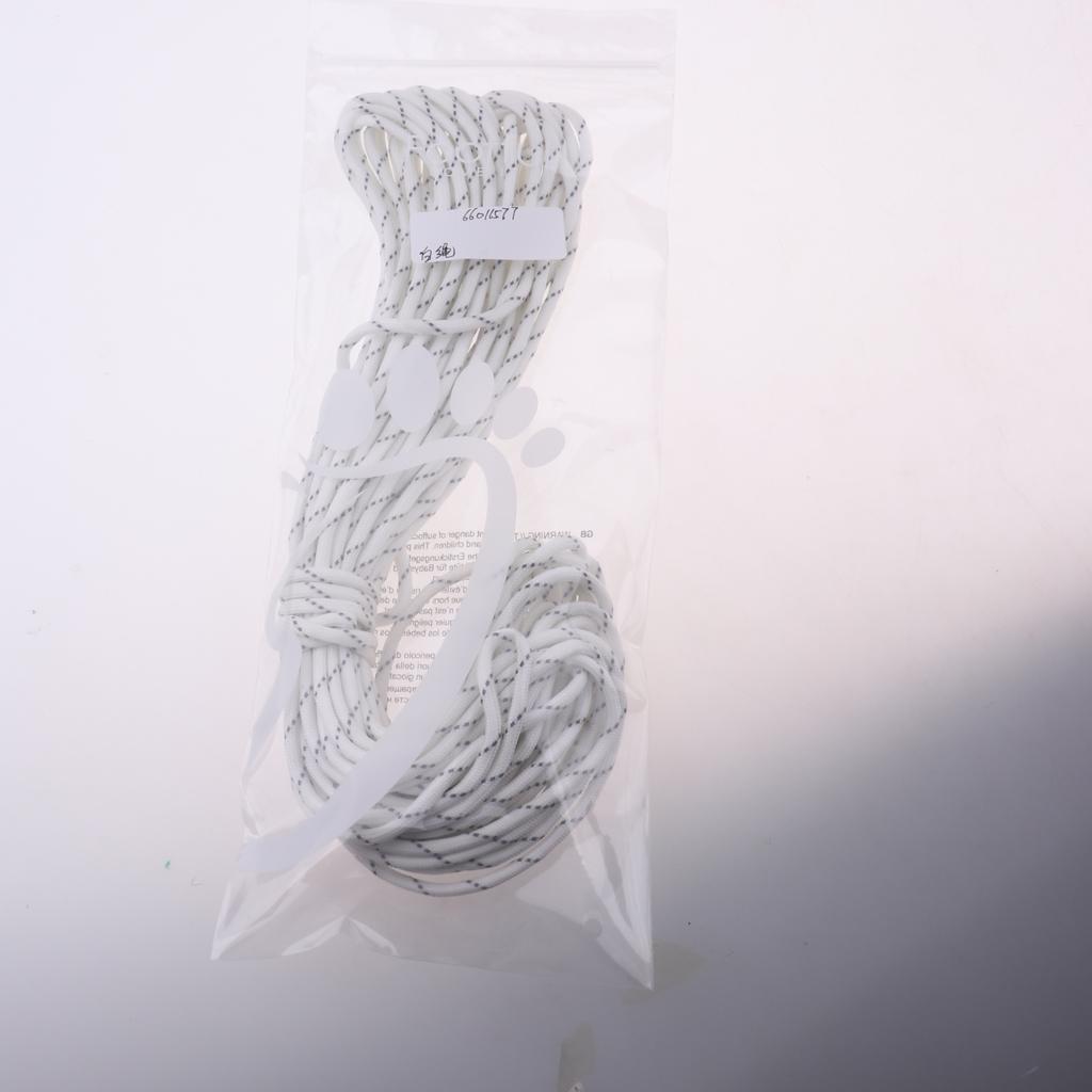 15m Reflective Nylon Tent Line Canopy Guyline Rope Survival Paracord White