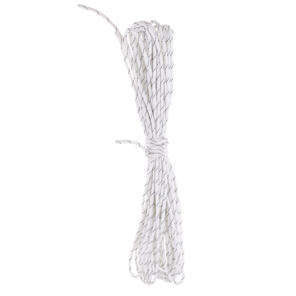 15m Reflective Nylon Tent Line Canopy Guyline Rope Survival Paracord White