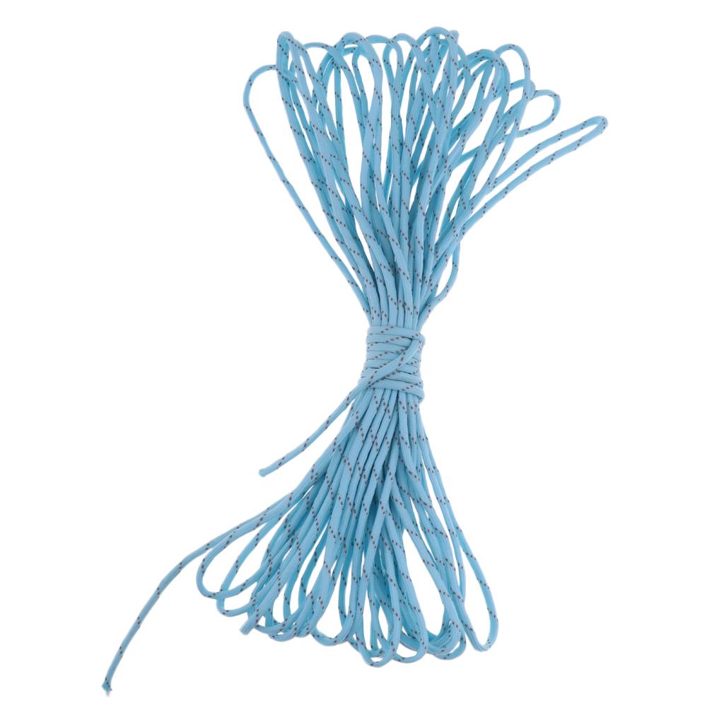 15m Reflective Nylon Tent Line Canopy Guyline Rope Survival Paracord Blue
