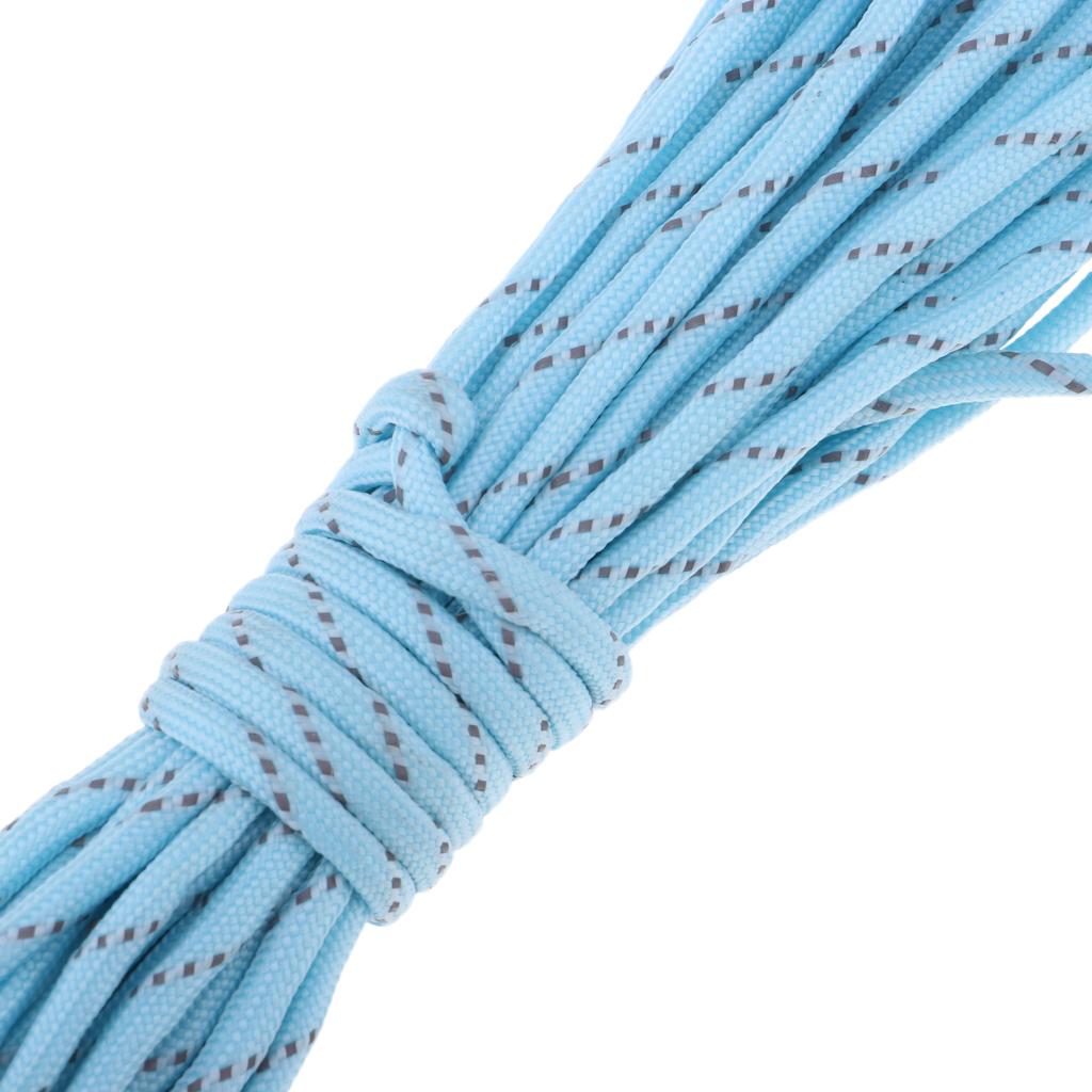 15m Reflective Nylon Tent Line Canopy Guyline Rope Survival Paracord Blue