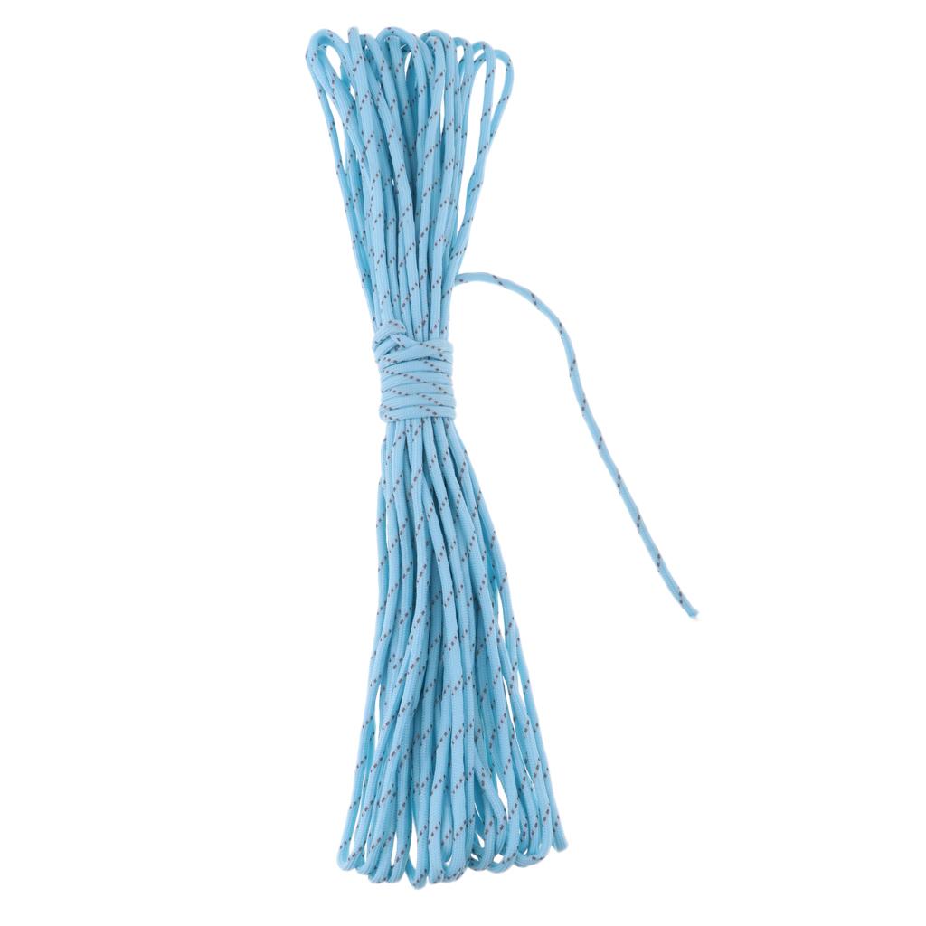 15m Reflective Nylon Tent Line Canopy Guyline Rope Survival Paracord Blue