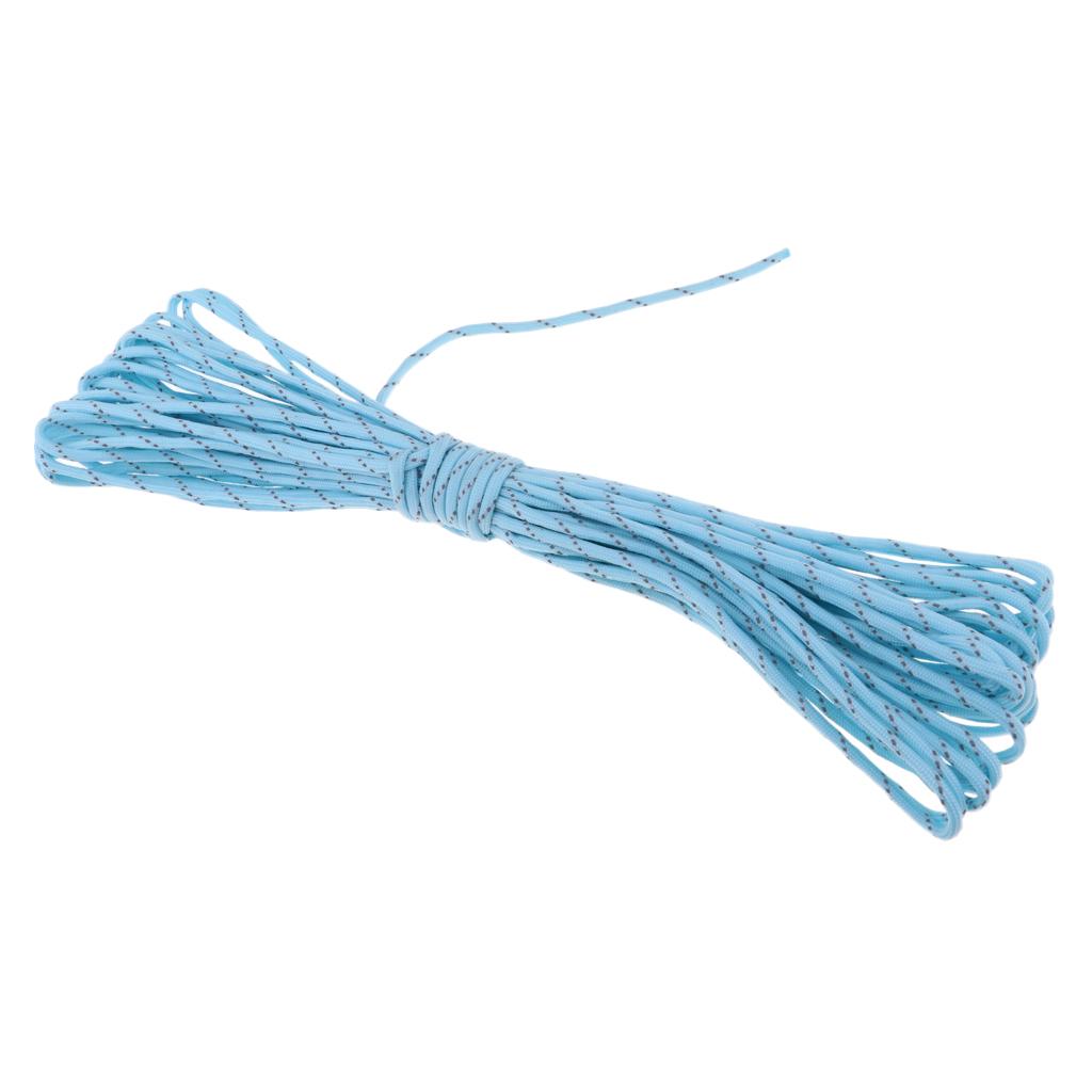 15m Reflective Nylon Tent Line Canopy Guyline Rope Survival Paracord Blue
