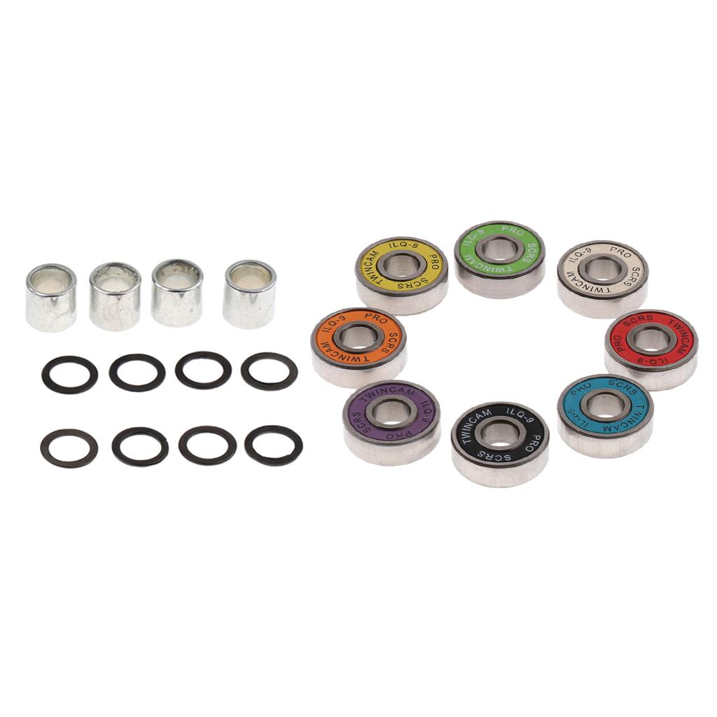 Skateboard Speed Kit- Bearing ,Spacers and Speed Washers Colourful