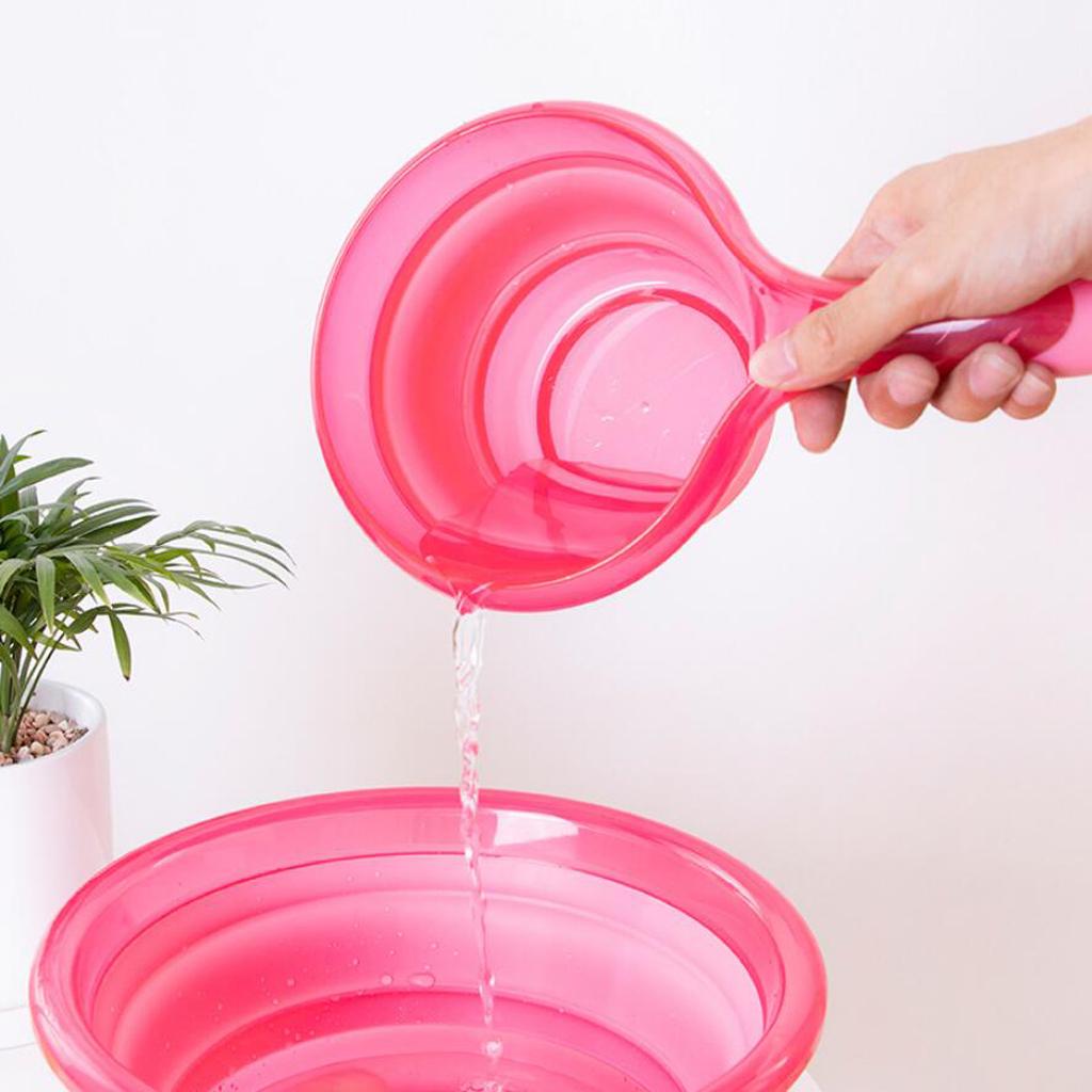Folding Water Ladle Collapsible Spoon Kitchen Cup Shampoo Bath Shower Orange