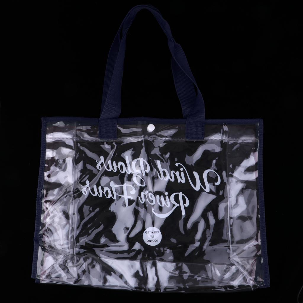 Waterproof Clear Hand Tote Bag for Outdoor Camping Swimming Beach Dark Blue