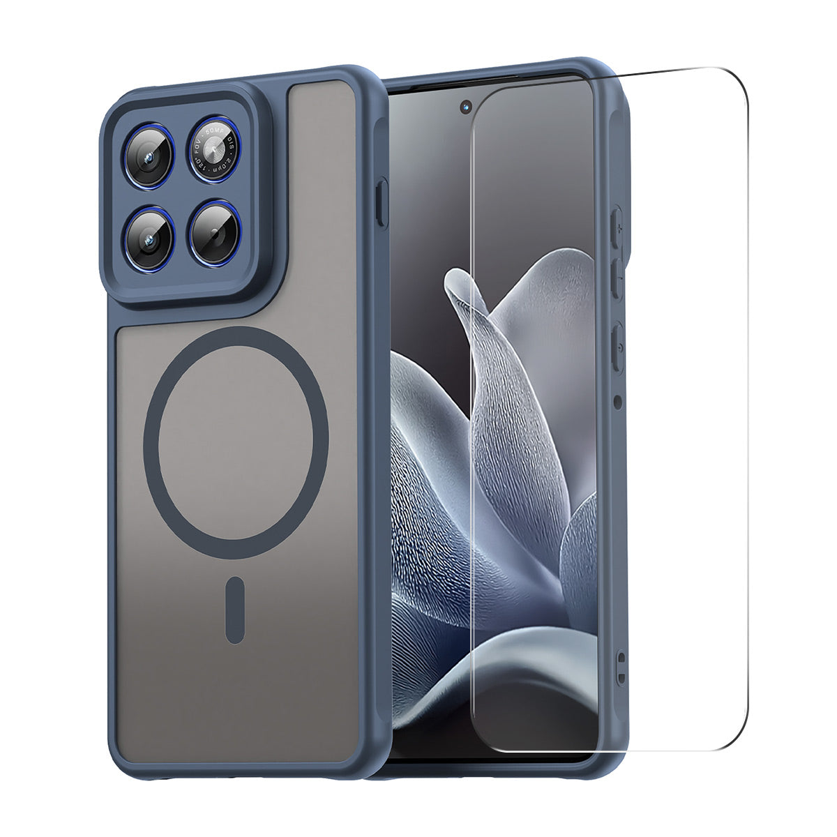 For Motorola Edge 70 5G ENKAY HAT PRINCE Magnetic Case with 9H Tempered Glass PC TPU Matte Phone Cover - Blue