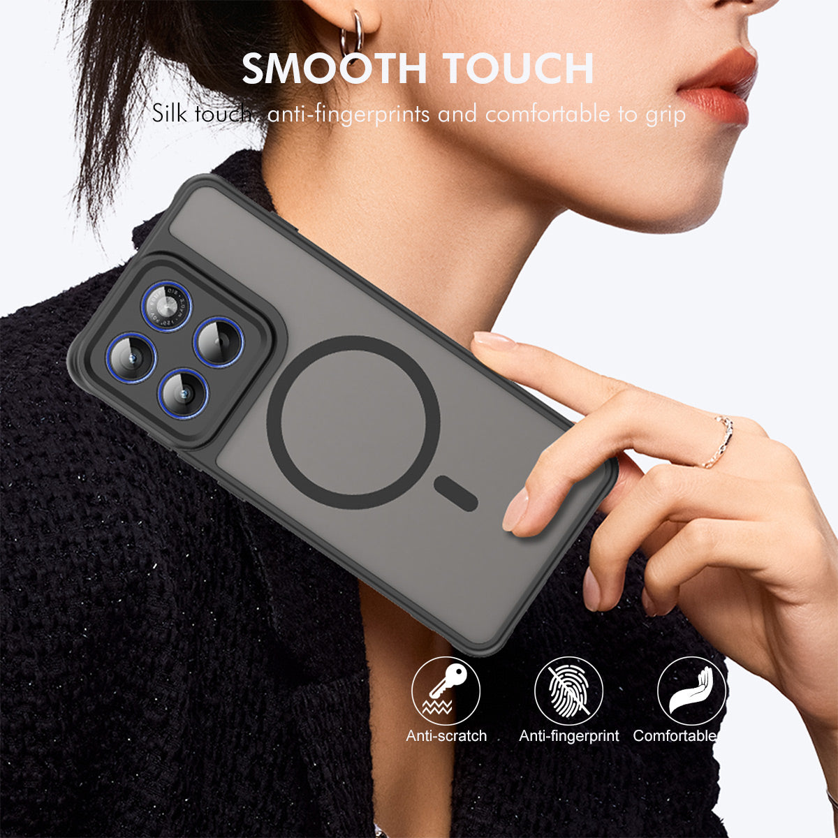 For Motorola Edge 70 5G ENKAY HAT PRINCE Magnetic Case with 9H Tempered Glass PC TPU Matte Phone Cover - Blue