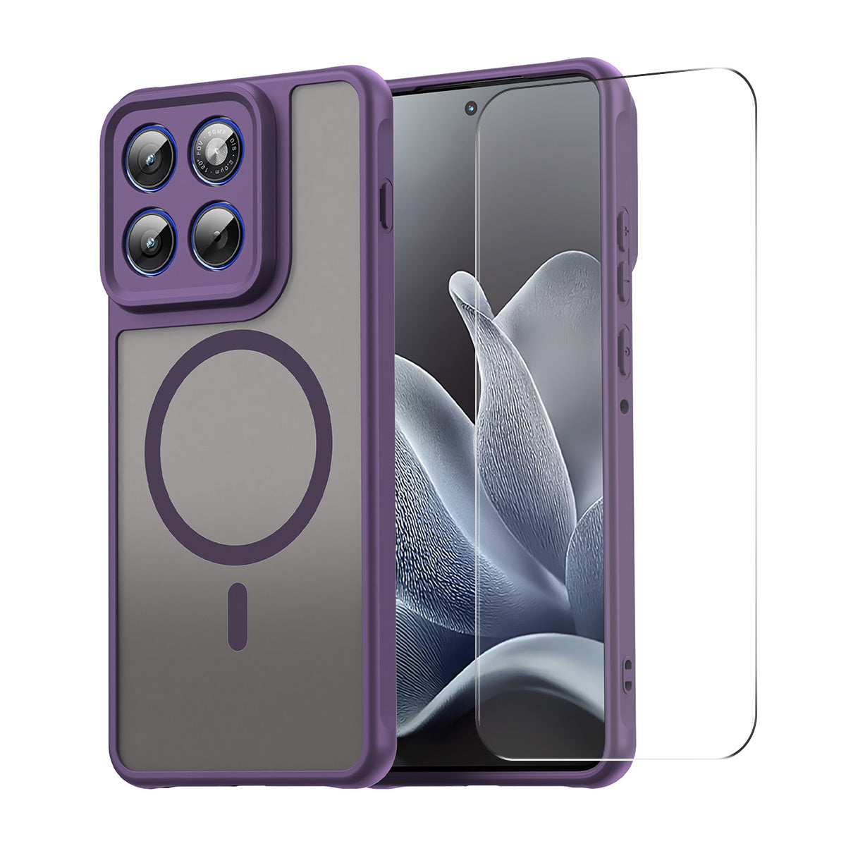 For Motorola Edge 70 5G ENKAY HAT PRINCE Magnetic Case with 9H Tempered Glass PC TPU Matte Phone Cover - Purple