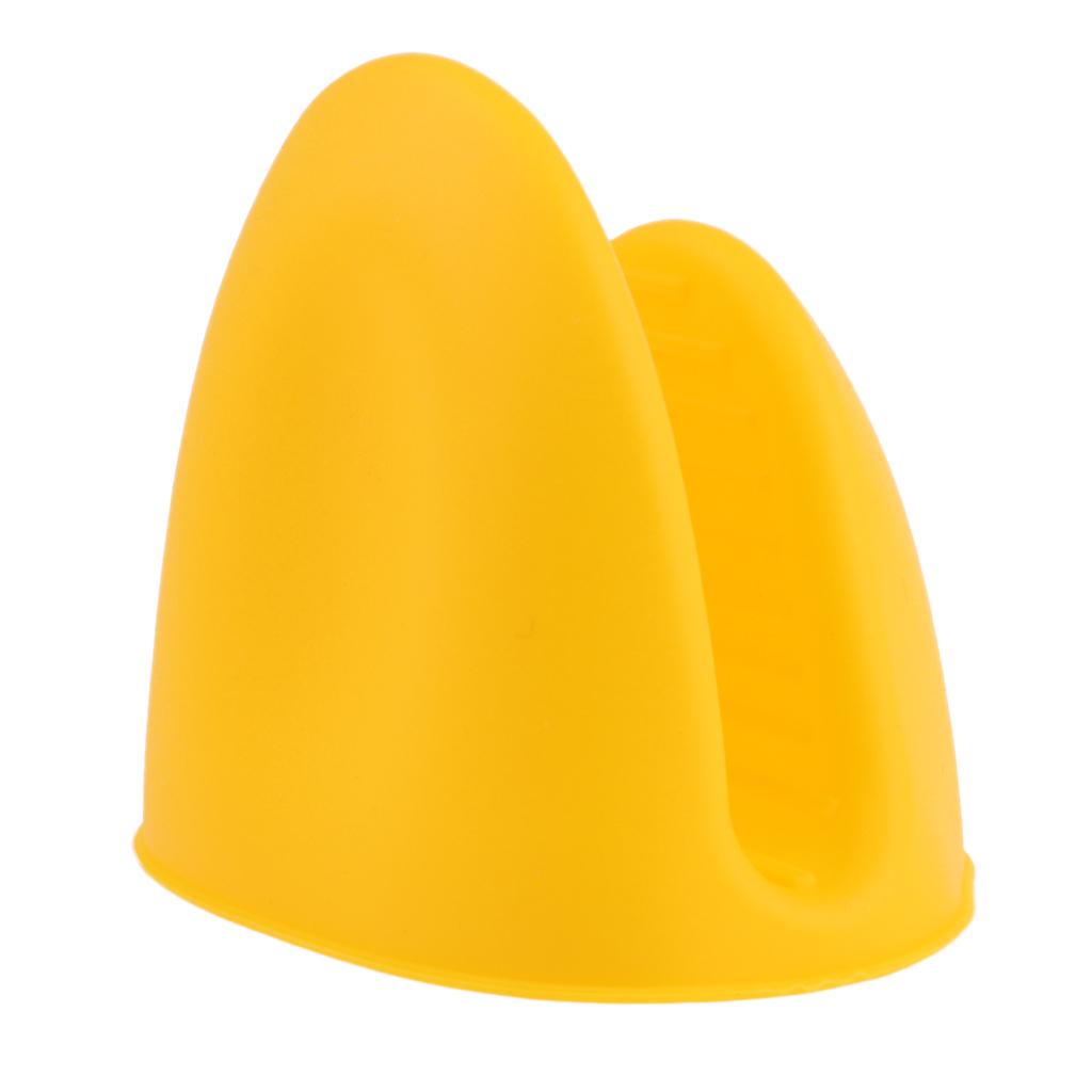 Silicone Hot Pot Holder Oven Grip Pinch Mitts Finger Tab Protector Yellow