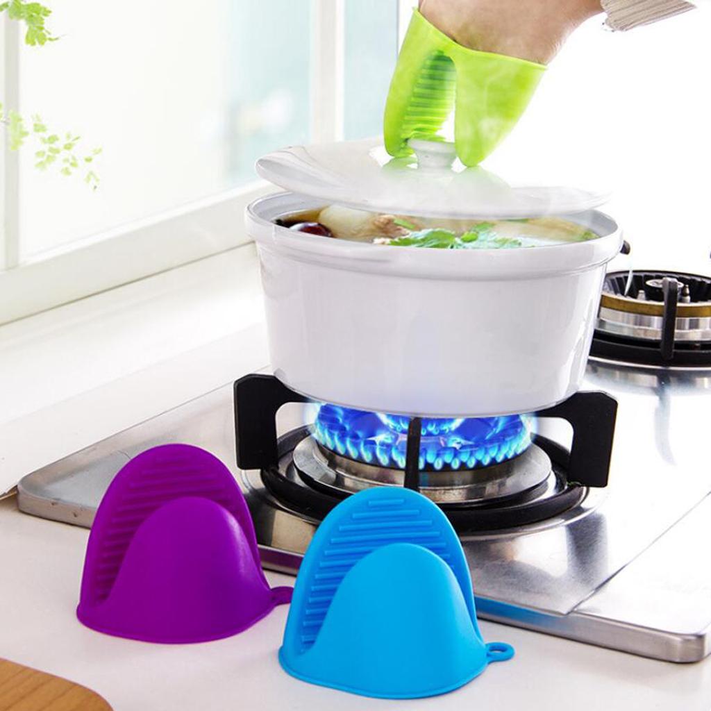 Silicone Hot Pot Holder Oven Grip Pinch Mitts Finger Tab Protector Yellow