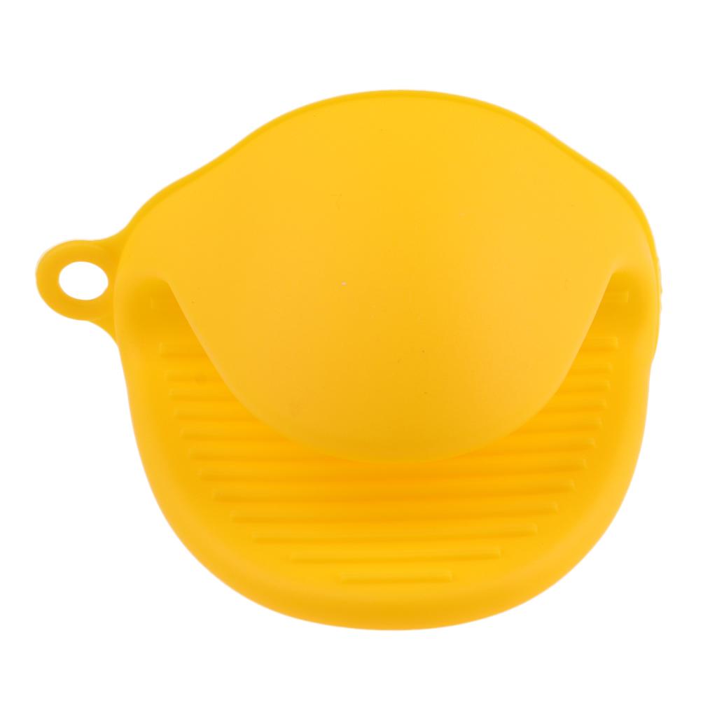 Silicone Hot Pot Holder Oven Grip Pinch Mitts Finger Tab Protector Yellow