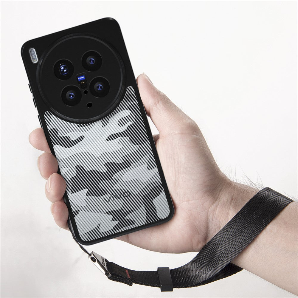 IBMRS for vivo X300 Pro 5G Mobile Cover Soft TPU + Hard PC Case with Wrist Strap (Precision Cutouts) - Transparent Black