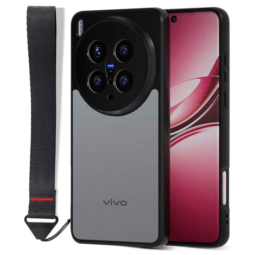 IBMRS for vivo X300 5G Mobile Cover Soft TPU + Hard PC Case with Wrist Strap (Precision Cutouts) - Frosted Black