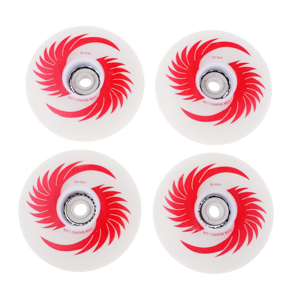 4pcs PU Magnetic Light Up Skates Wheels for Roller Inline Skates 76mm Red