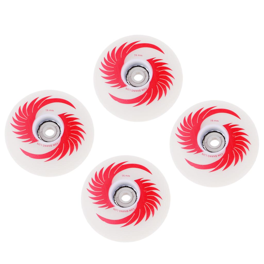 4pcs PU Magnetic Light Up Skates Wheels for Roller Inline Skates 76mm Red