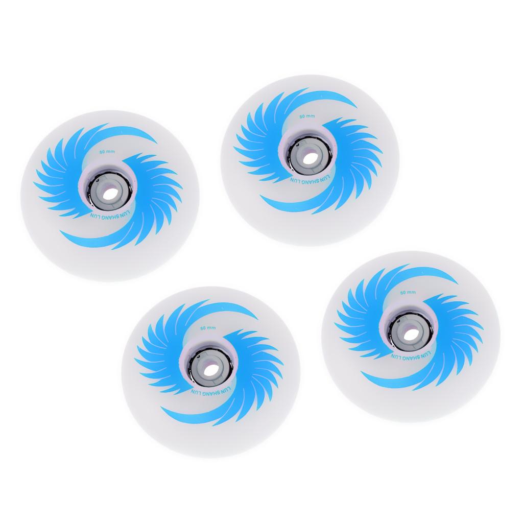 4pcs PU Magnetic Light Up Skates Wheels for Roller Inline Skates 80mm Blue