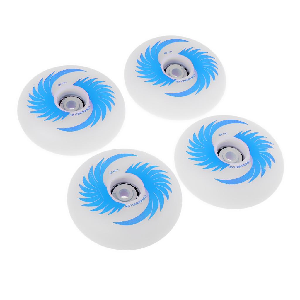 4pcs PU Magnetic Light Up Skates Wheels for Roller Inline Skates 80mm Blue