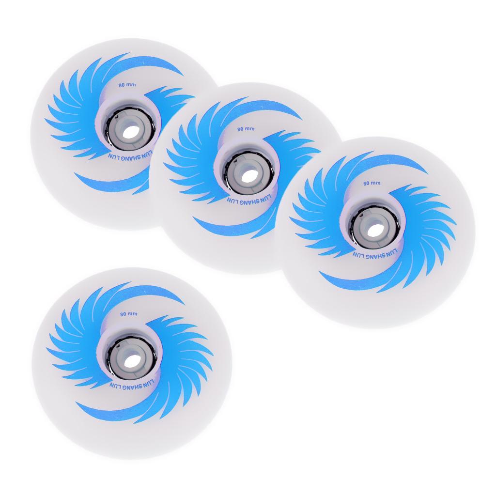 4pcs PU Magnetic Light Up Skates Wheels for Roller Inline Skates 80mm Blue