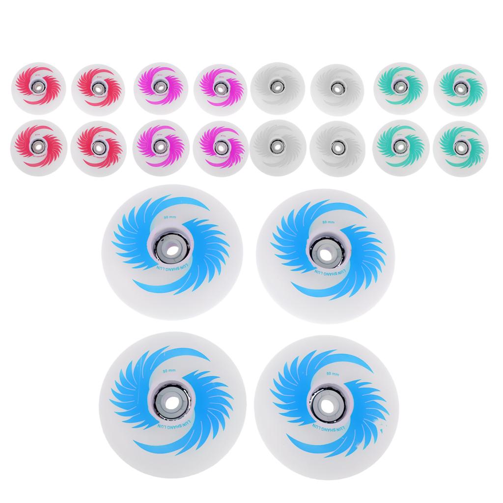 4pcs PU Magnetic Light Up Skates Wheels for Roller Inline Skates 80mm Blue