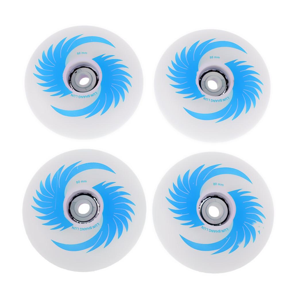 4pcs PU Magnetic Light Up Skates Wheels for Roller Inline Skates 80mm Blue