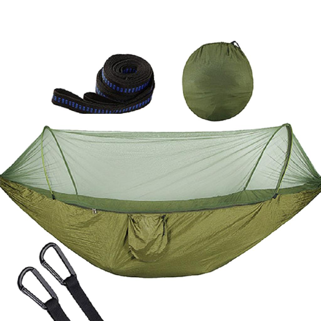 Camping Hammock with Net for Outdoor Hiking Travel Backyard ArmyGreen