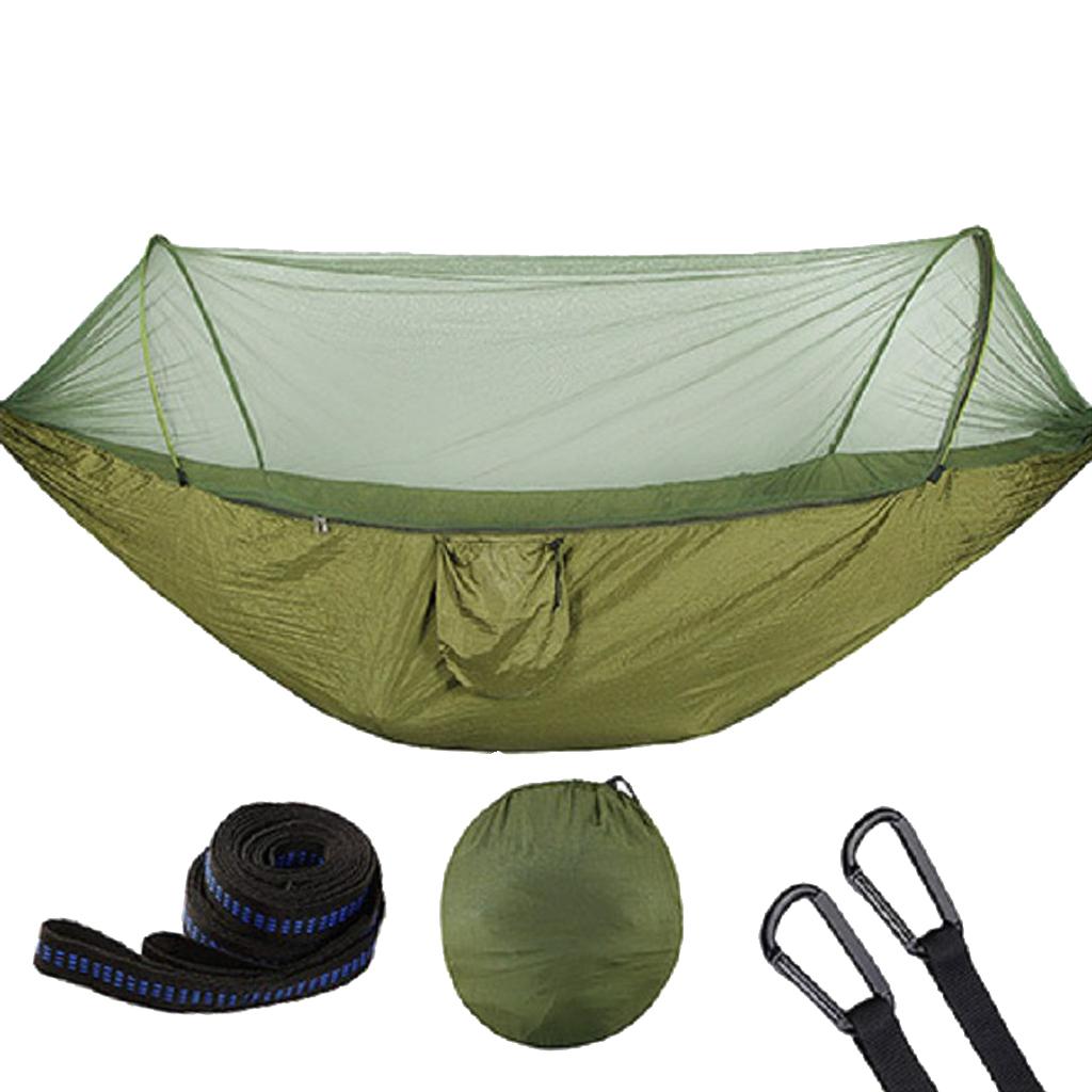 Camping Hammock with Net for Outdoor Hiking Travel Backyard ArmyGreen