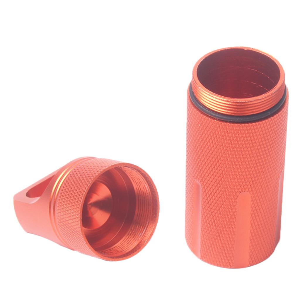 Survival Pill Box Case Waterproof Aluminum Holder Container Medicine Capsule Orange