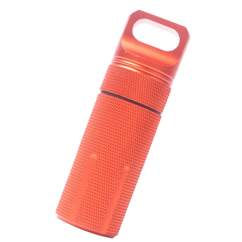 Survival Pill Box Case Waterproof Aluminum Holder Container Medicine Capsule Orange