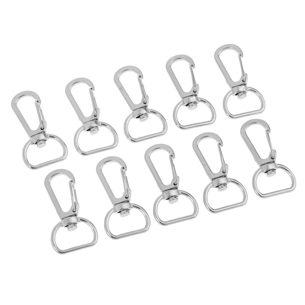 10pcs Durable Metal Carabiner Clip Style Spring Key Chain Hooks Keyring 10mm