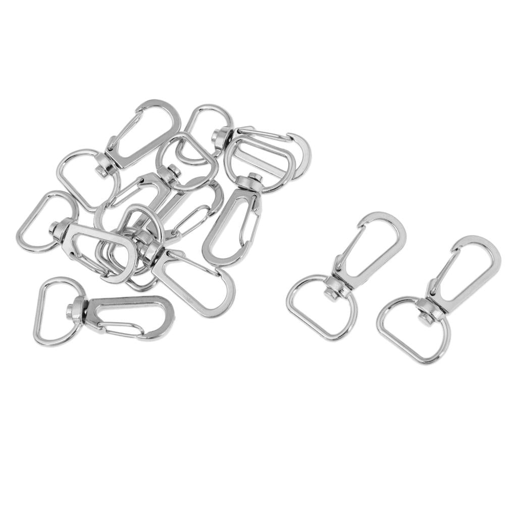 10pcs Durable Metal Carabiner Clip Style Spring Key Chain Hooks Keyring 16mm