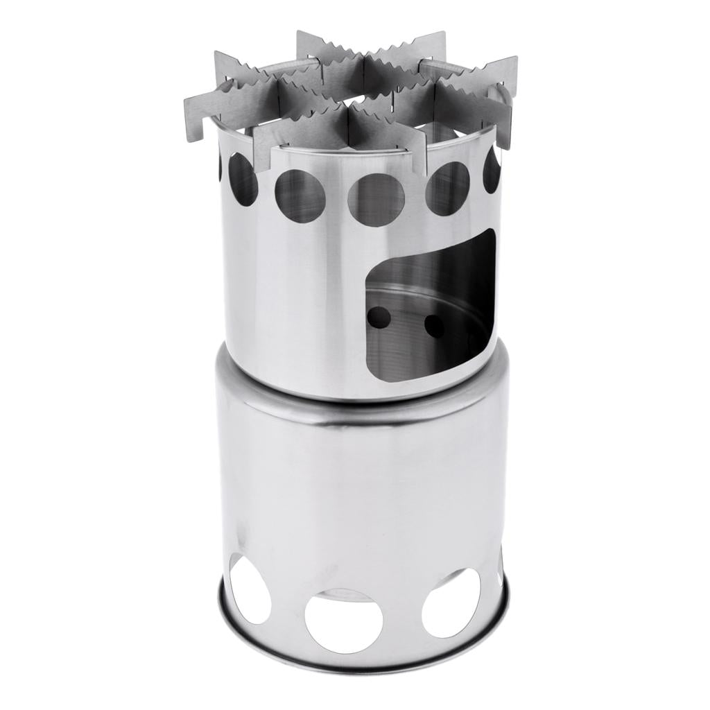 Large Camping Stove Stainless Steel Backpacking Stove Potable Wood Burning
