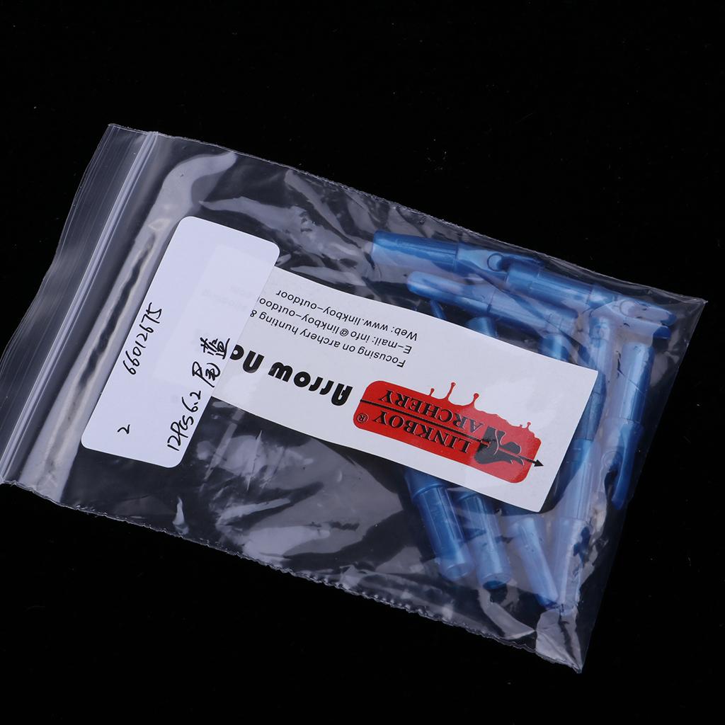 12 Pieces Plastic Archery Arrow Nocks for Arrows ID 6.2mm Blue