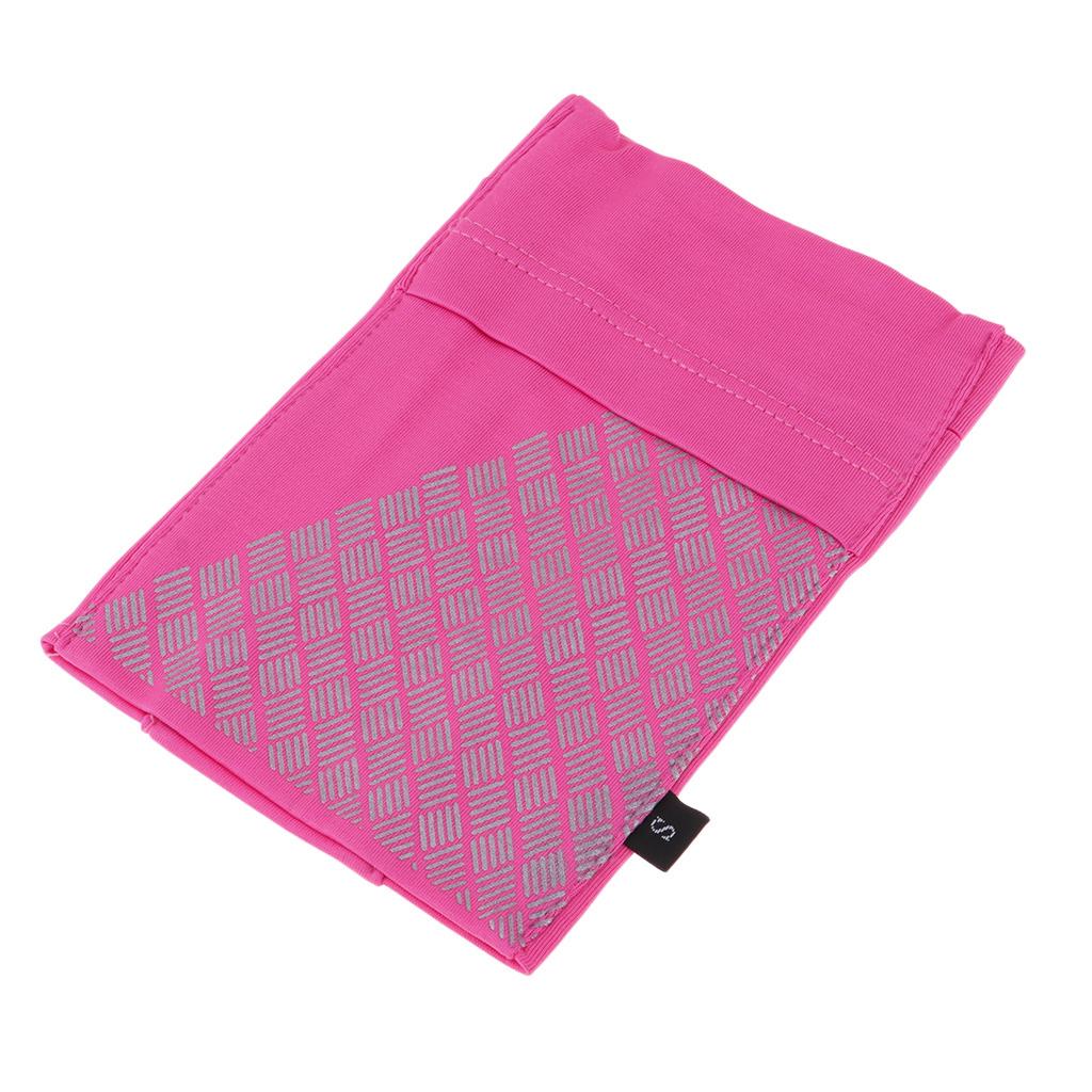 Reflective Running Sports Armband Phone Holder Arm Wrist Belt Bag Rose Red S