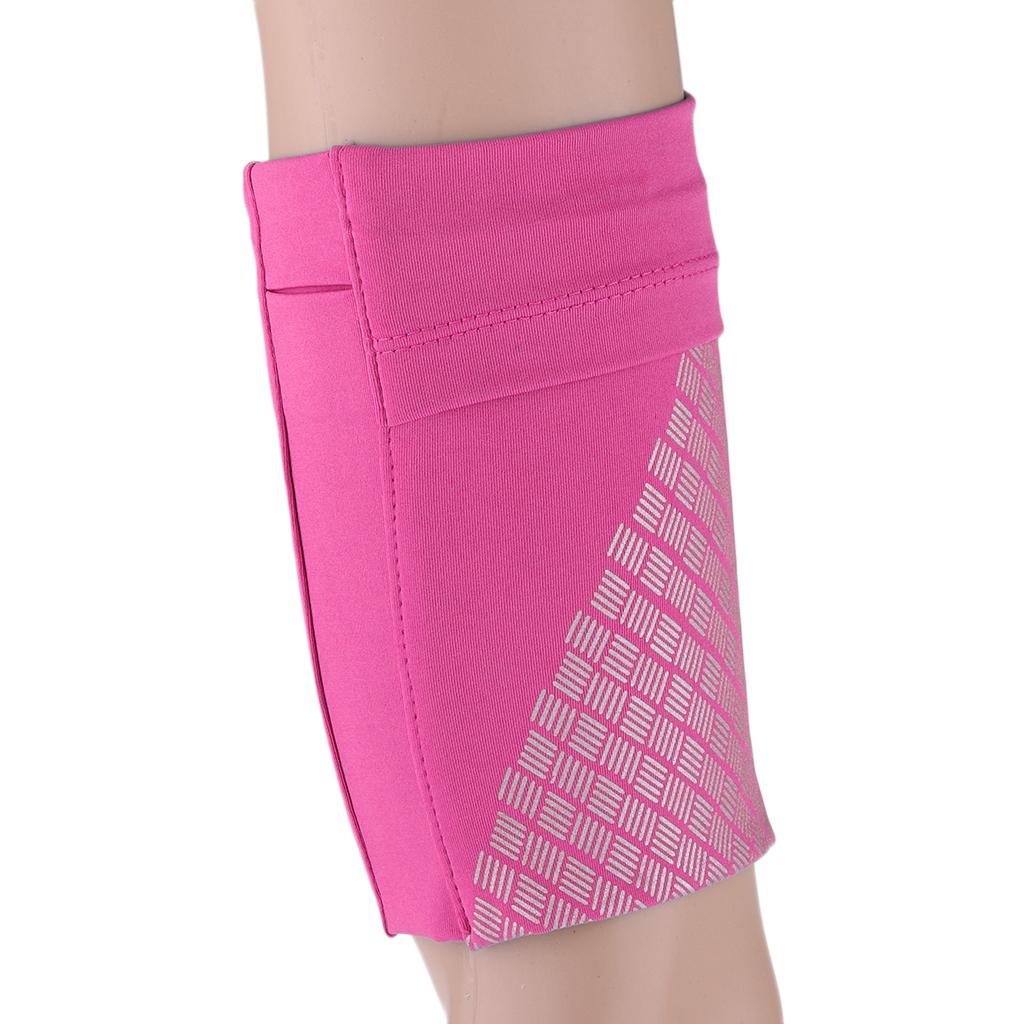 Reflective Running Sports Armband Phone Holder Arm Wrist Belt Bag Rose Red S